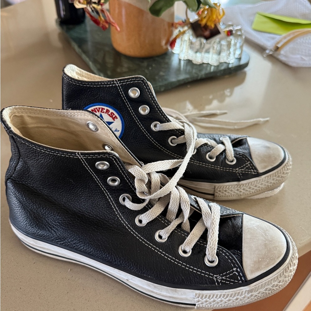 Leather Converse Black High-Top Sneakers